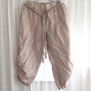 Flattering cropped linen pants w pockets